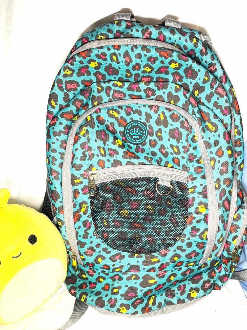 Double Dutch Club Teal Leopard Print Laptop Backpack with Padded Compartment